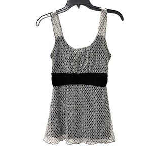 Vintage Maurice’s Size Small Black White Polka Dot Y2K Babydoll Tank Top Preppy